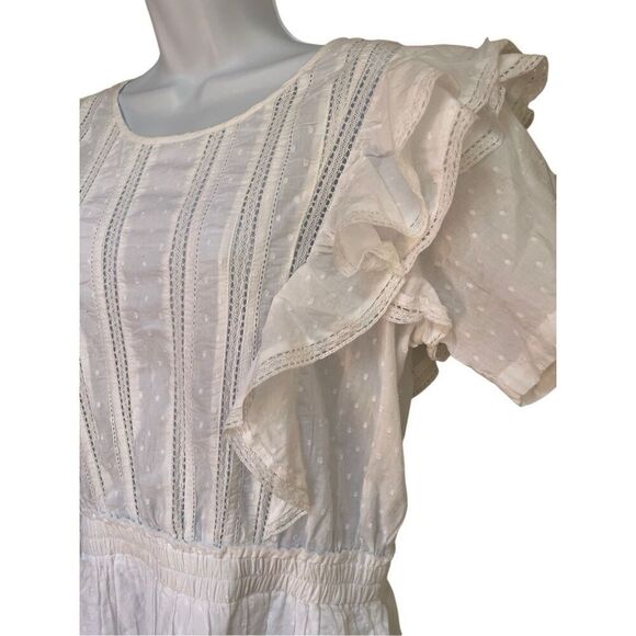 Love Shack Fancy Cotton Natasha Heritage Mini Dress White Ruffle Lace Size L 10 - Picture 11 of 16